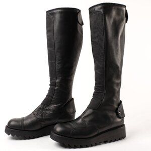 Jil Sander Black Knee-High Leather Boots – Size 37